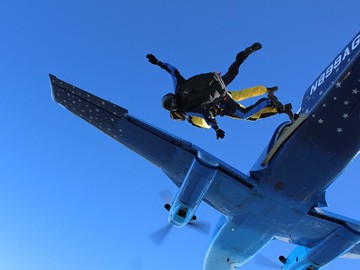 Graeme Piper of DropCapCopy jumping out of a plane